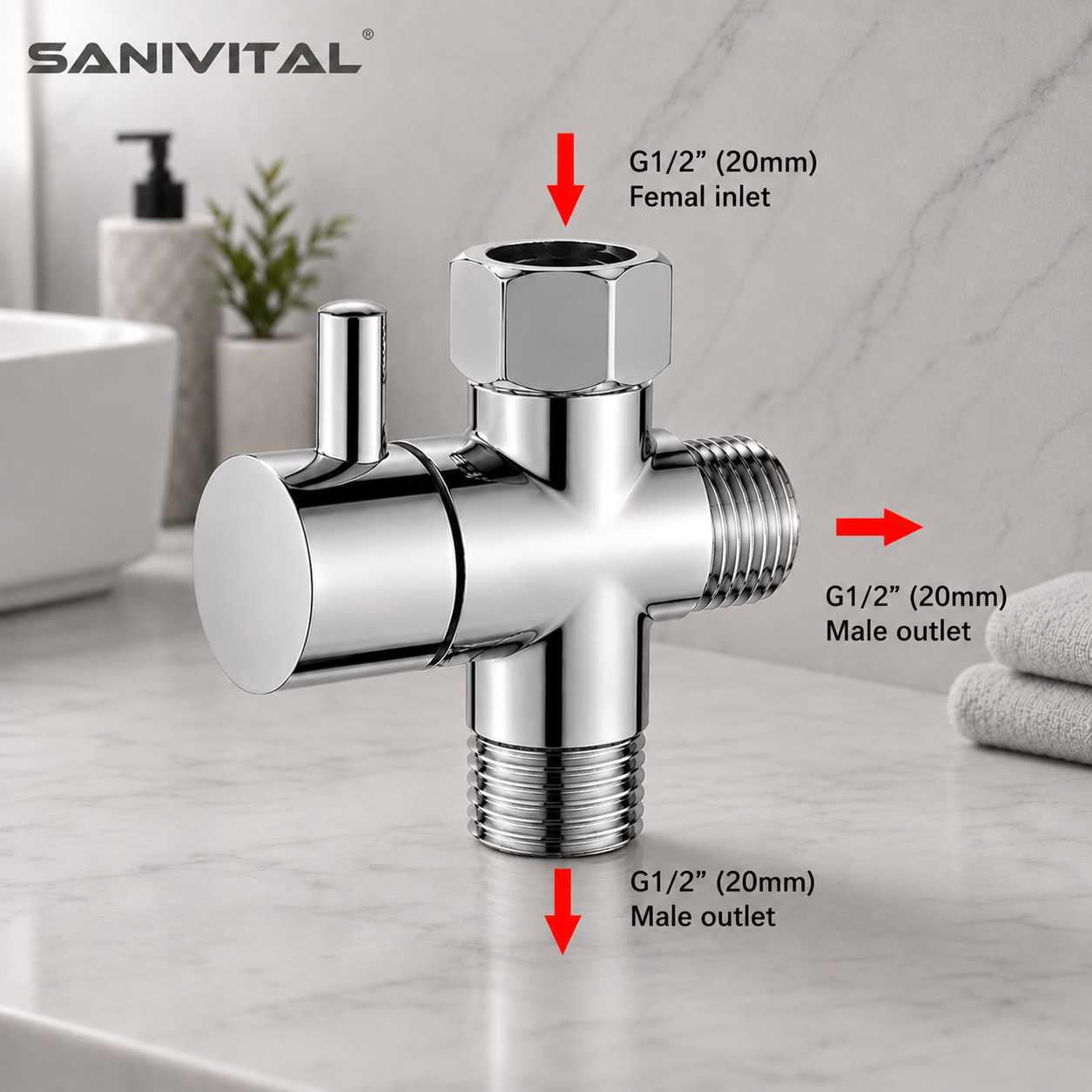 SANIVITAL 3-Way Shower Diverte - Shower Valve Cartridge ulasan dan harga