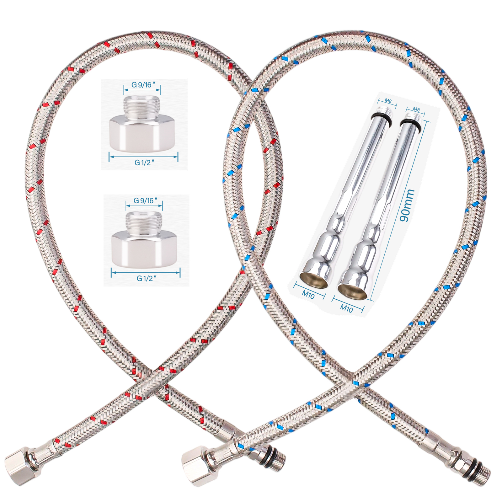 2PCS Flexible Plumbing Pipes G - Flexible Hose Braided ulasan dan harga