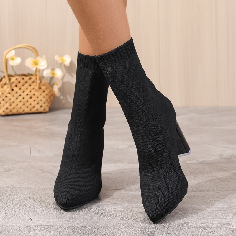 Simple Pointed Toe Knit Stretc - Pipe Bending Spring ulasan dan harga